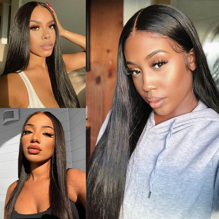 Glueless 4×4 Lace Closure  Silk Straight Human Hair Peruvian Hair  Wig