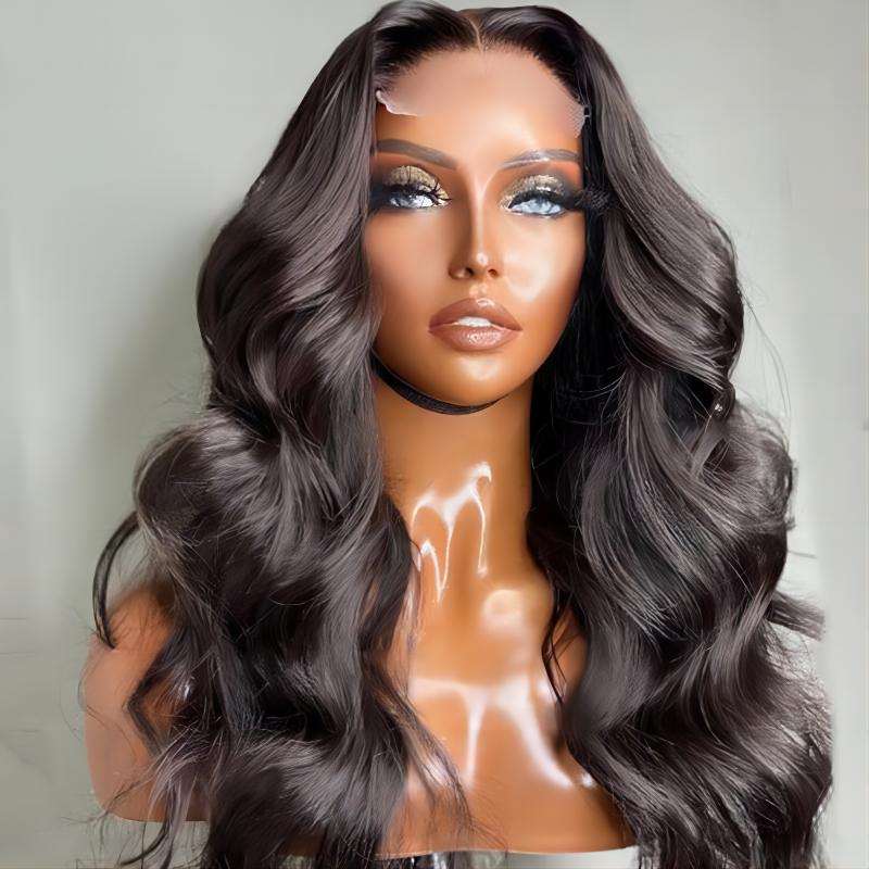 Glueless 4x4  Transparent Lace Closure Body Wave Wigs 100% Human Hair