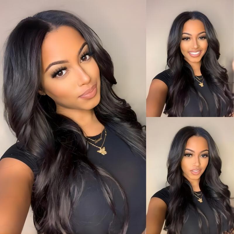 Glueless 4x4  Transparent Lace Closure Body Wave Wigs 100% Human Hair