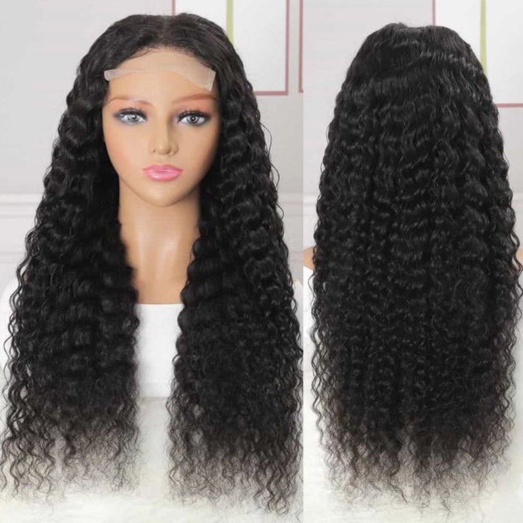 Glueless 4x4 Lace Closure Deep Wave  100% Malaysian Wig