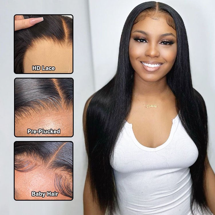 Glueless 6X4 HD Pre Plucked Lace Bleach Knots 20inch Straight Wig With Baby Hair