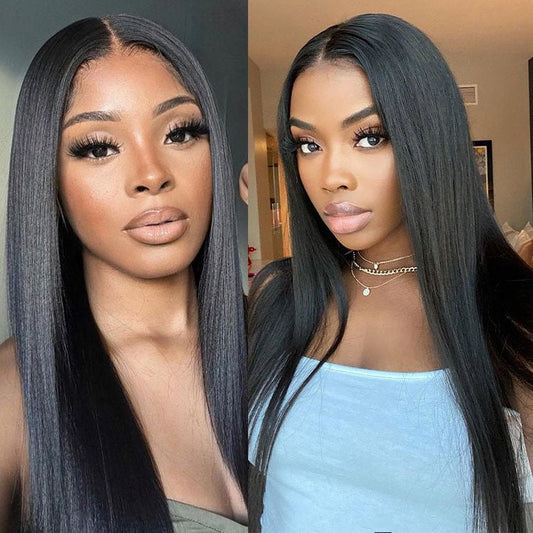 Glueless Malaysian Straight Human Hair 5x5 Lace Closure Wigs Pre Plucked with Baby Hair