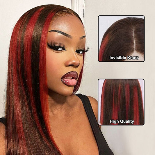 Glueless Straight Bob 4/RED Full Frontal Wig