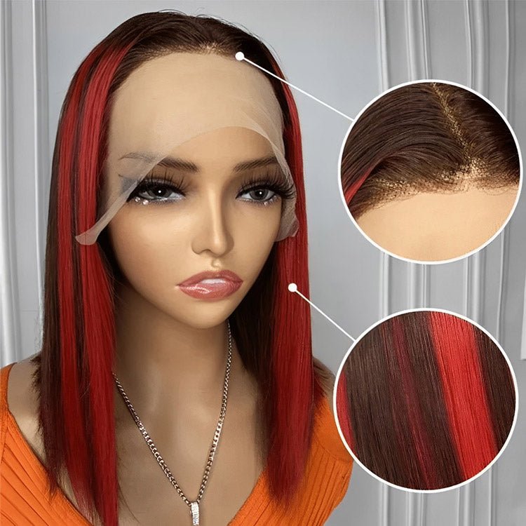 Glueless Straight Bob 4/RED Full Frontal Wig