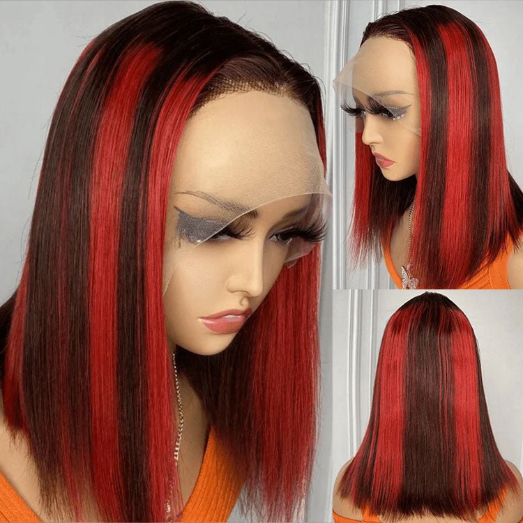 Glueless Straight Bob 4/RED Full Frontal Wig