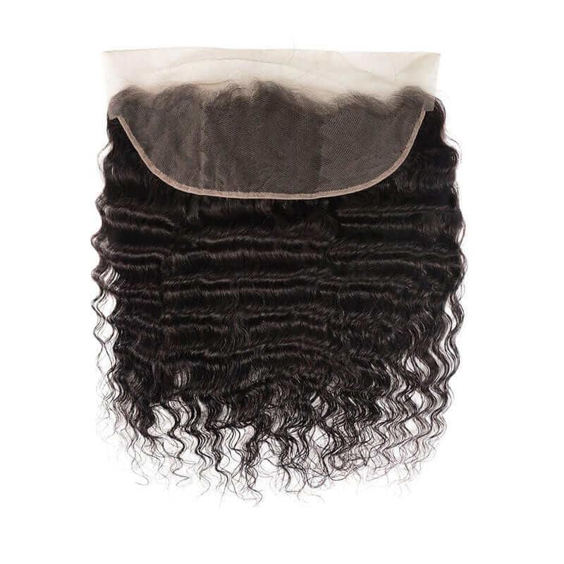 Lace Frontal Closure 13x4 Ear to Ear Transparent Lace Frontal Deep Curly Brazilian Virgin Human Hair Extensions