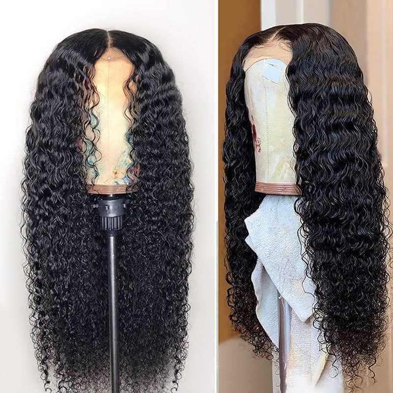 Lace Wig Curly Peruvian Human Hair Wigs 4x4 Lace Closure Pre-Plucked with Baby Hair