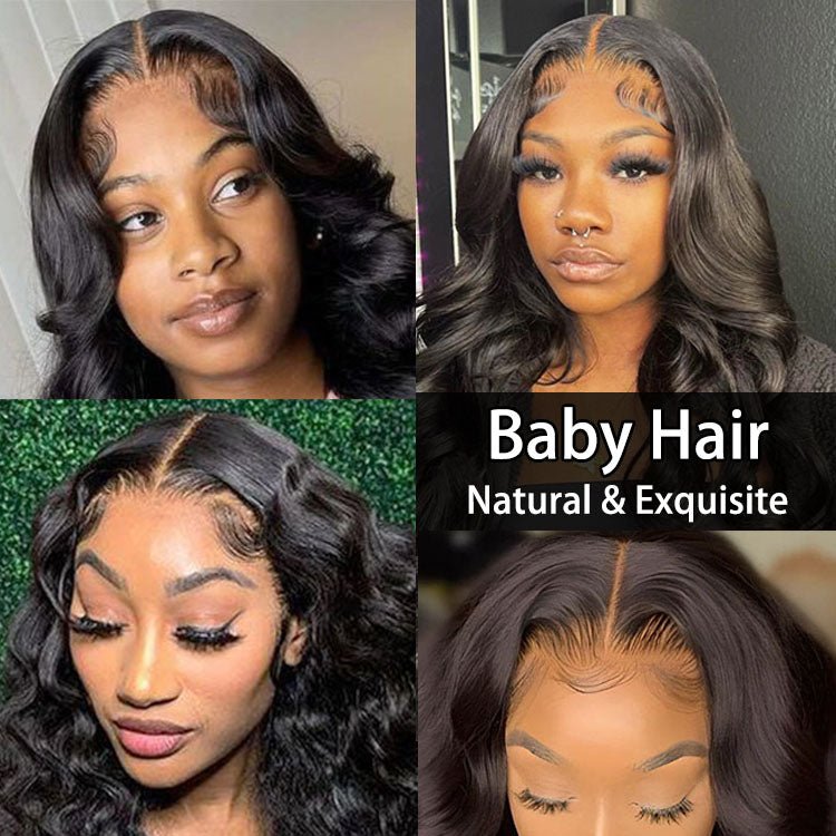 Malaysian Human Hair 4x4 Lace Closure Body Wave Wigs Preplucked With Baby Hair