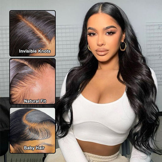 Malaysian Human Hair 4x4 Lace Closure Body Wave Wigs Preplucked With Baby Hair