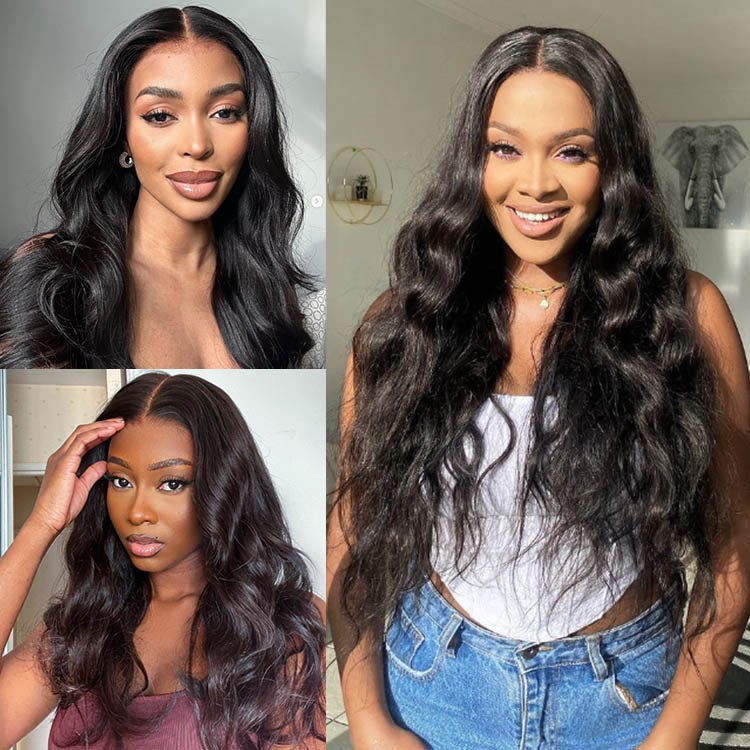 Malaysian Human Hair 4x4 Lace Closure Body Wave Wigs Preplucked With Baby Hair