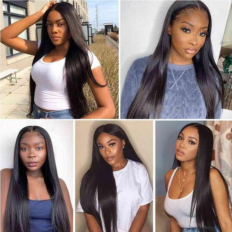 Malaysian Staright Human Hair 13x6  Lace Frontal Wig Pre Plucked Bone Straight Wigs