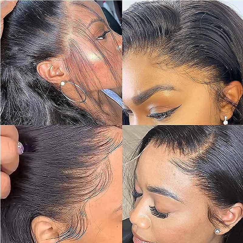 Malaysian Staright Human Hair 13x6  Lace Frontal Wig Pre Plucked Bone Straight Wigs