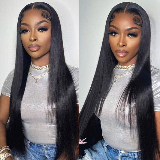 Peruvian Human Hair 5x5 Lace Closure Straight Wigs For Black Women