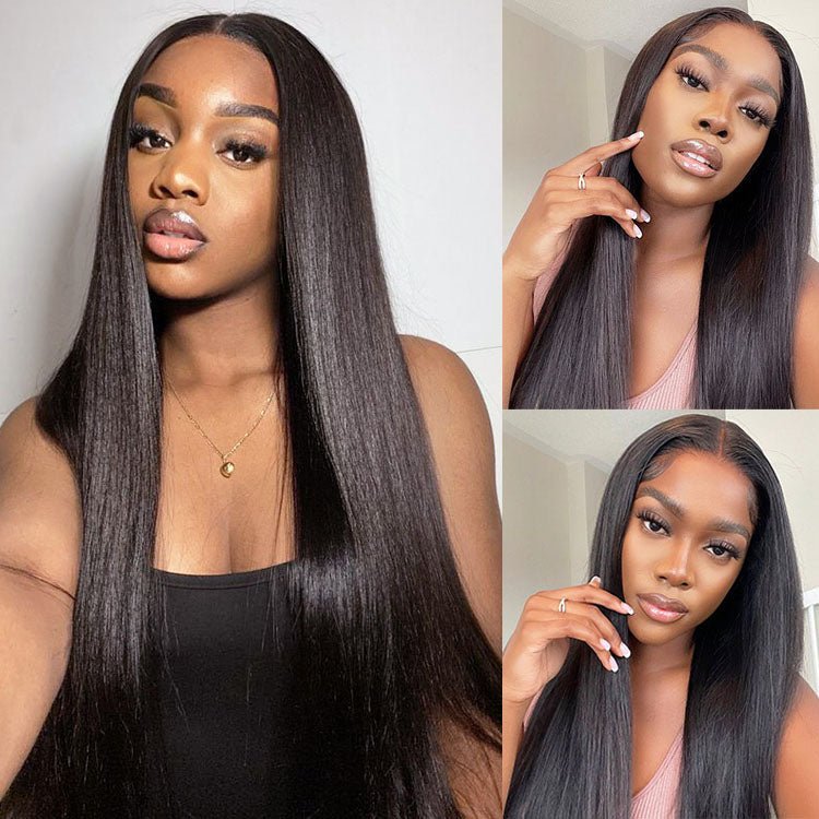 Peruvian Human Hair 5x5 Lace Closure Straight Wigs For Black Women