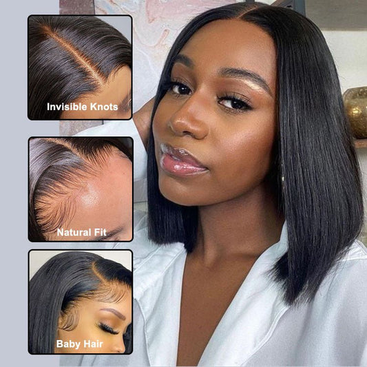 ReadytoGo 13x4 Lace Closure Glueless  Bob Straight human Wigs