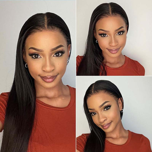 ReadytoGo Glueless 13x4 Full Frontal Lace Straight Peruvian Human Hair Wig