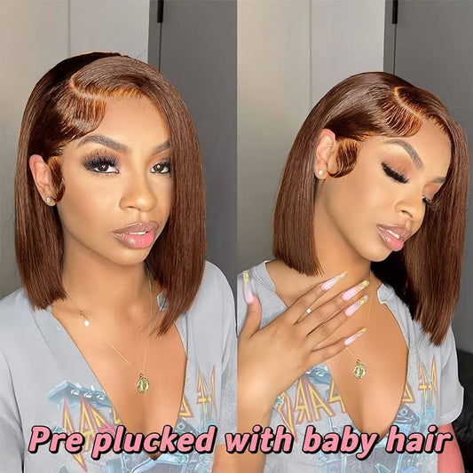 ReadytoGo Glueless 13x4 Lace Bob Wig Honey Brown #4 Color Straight Hair