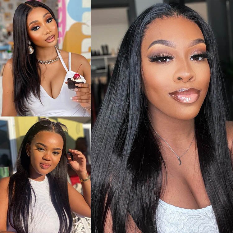 ReadytoGo Glueless 3 Way Straight Closure Wig 100% Brazilain Human Hair