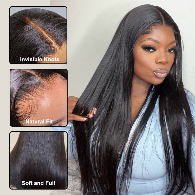 ReadytoGo Glueless 3 Way Straight Closure Wig 100% Brazilain Human Hair