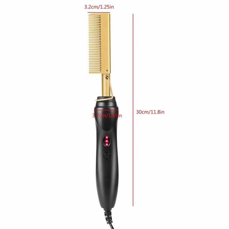 2 in 1 Hot Comb Straightener Electric Hair Curler Flat Iron Titanium Alloy Hair Curler Brush