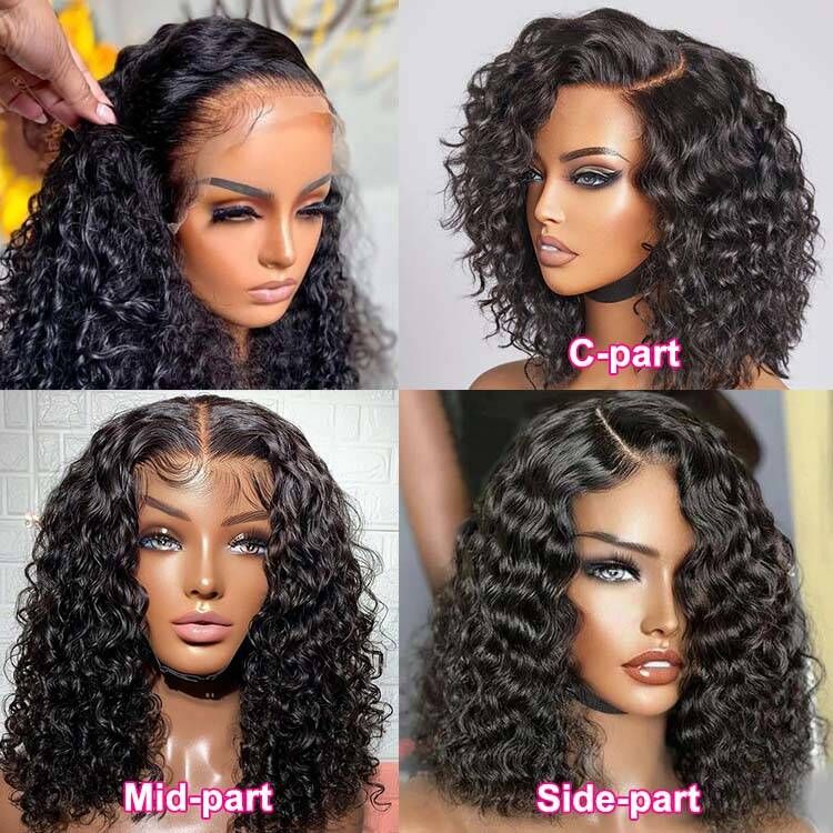 Glueless 13x4 Lace Frontal Water Wave Bob Human Hair Wig