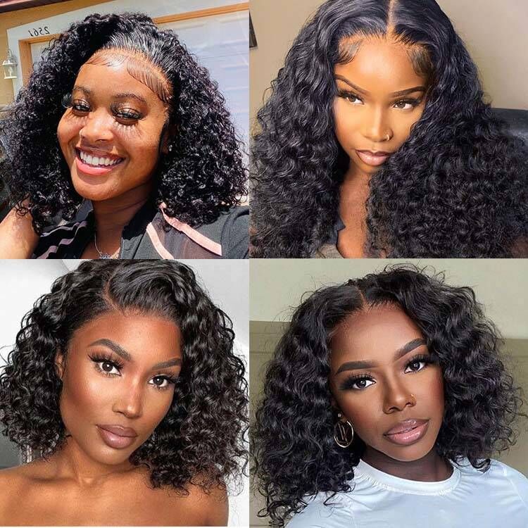 Glueless 13x4 Lace Frontal Water Wave Bob Human Hair Wig