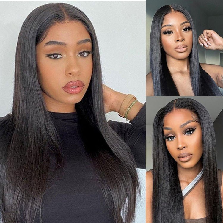 glueless Straight Wig 4x4 Lace Closure  Natural Black Human hair