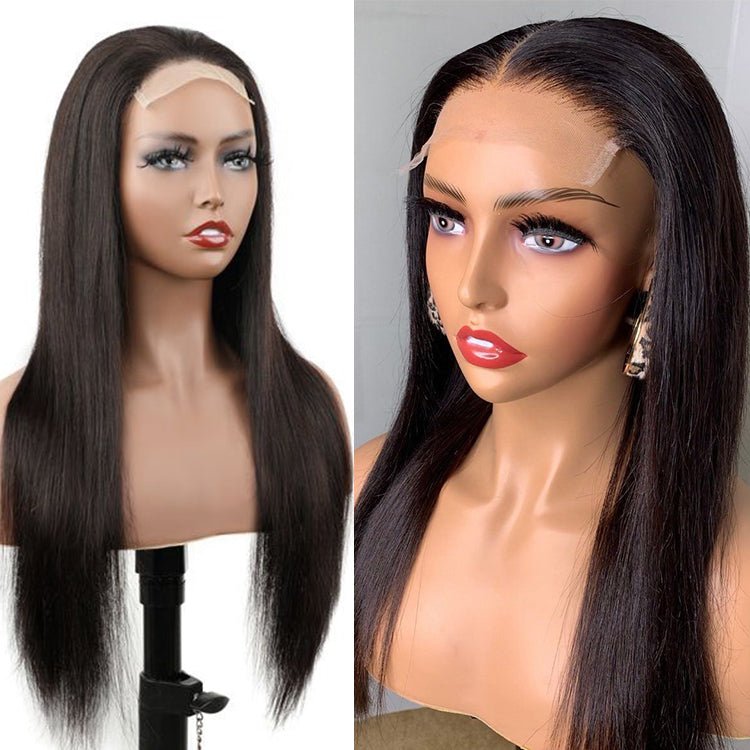 glueless Straight Wig 4x4 Lace Closure  Natural Black Human hair