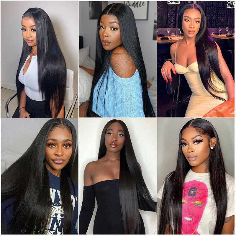 Hair 3 Bundles Straight Hair with 4x4 Lace Closure 65g/Bundle 3 Pcs/Lot Natural Black Color Double Weft Hair 10-30 Inch Hair Extensions