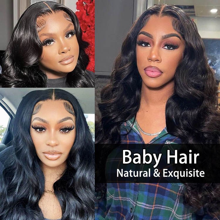 4x4 Body Wave Peruvian Human Hair Wigs With Baby Hair For Black Women