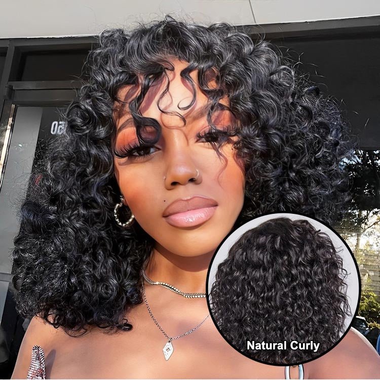 Readytogo Glueless Water wave  Short Bob Wig with Bangs