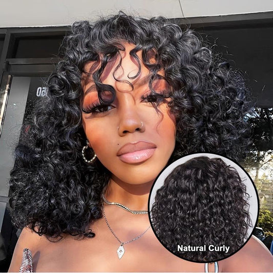 Readytogo Glueless Water wave  Short Bob Wig with Bangs