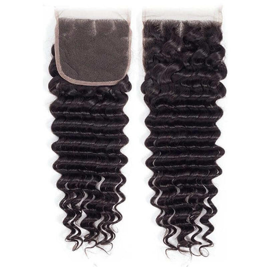 Three Way Part Lace Closure Deep Wave Hair 4x4 Swiss Lace Closure With Baby Hair