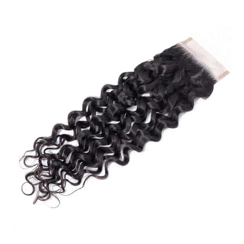 Water Wave Hair Lace Closure Human Hair 4x4 Three Way Part Closure With Baby Hair