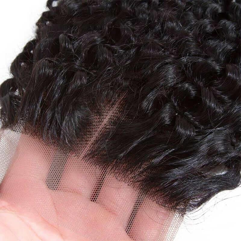 Water Wave Hair Lace Closure Human Hair 4x4 Three Way Part Closure With Baby Hair